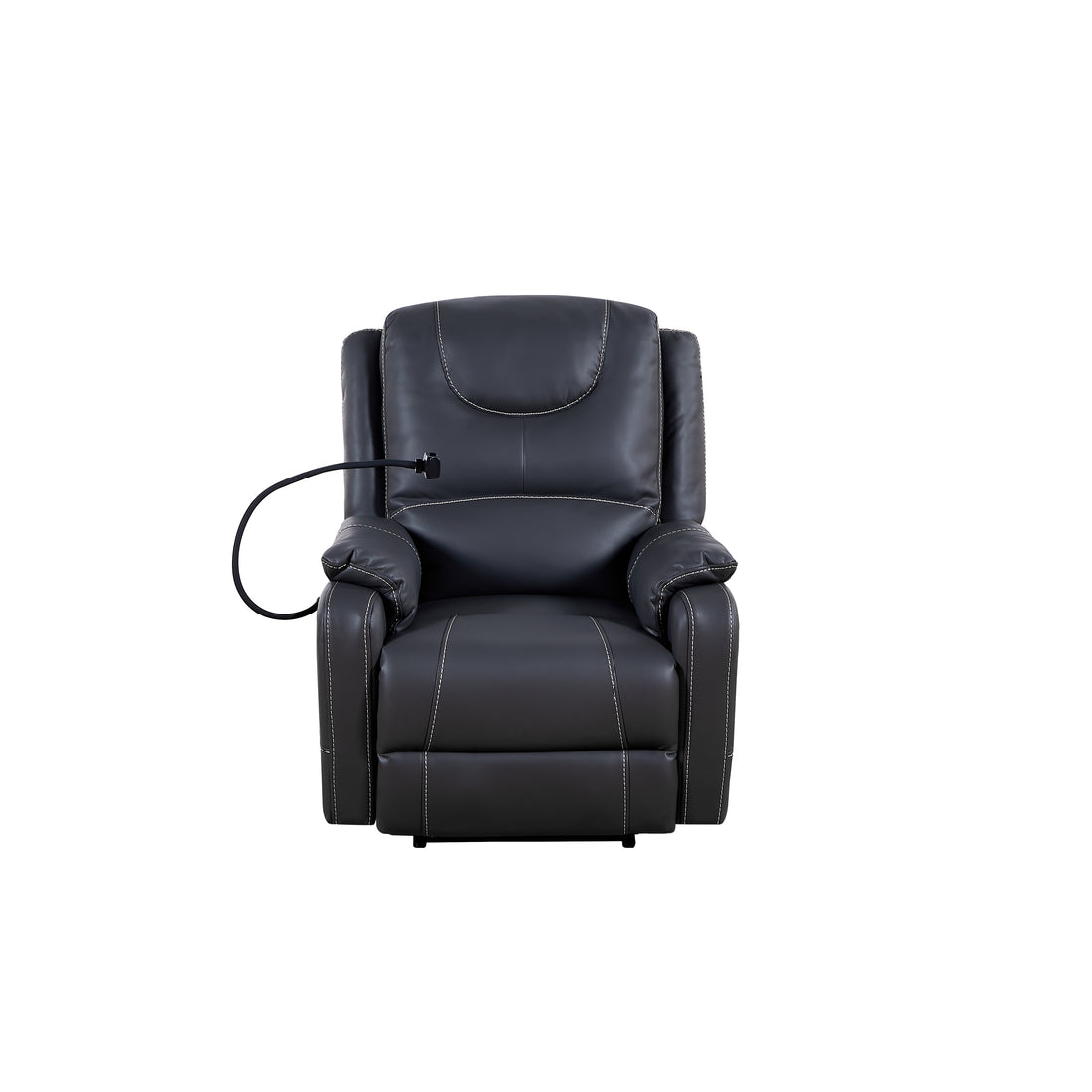 Liyasi Zero Gravity Power Recliner With Comfortable Lying Degree, Massage, Heating And Phone Holder, Side Pockets, Usb Charge Ports, Enjoy Extreme Relaxation Black Power Remote Primary Living Space Medium Soft Eucalyptus Foam Bonded Leather