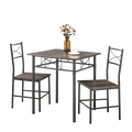 3 Piece Kitchen Dining Room Table Set Grey Chair Grey Gray Dining Room American Design,American Traditional,Antique Metal & Wood Metal & Wood