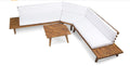 Hillcrest V Shaped 4 Piece Sofa Set Sbwhi White Acacia Wood