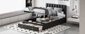Full Size Upholstered Bed With Hydraulic Storage System And Drawer, Black Black Pu Leather