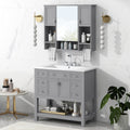 36'' Bathroom Vanity With Top Sink, Modern Mirror Cabinet With Towels Bar, Bathroom Storage Cabinet With 2 Soft Closing Doors And 6 Drawers, Single Sink Bathroom Vanity 4 Grey 4 Bathroom Freestanding Solid Wood Mdf Resin