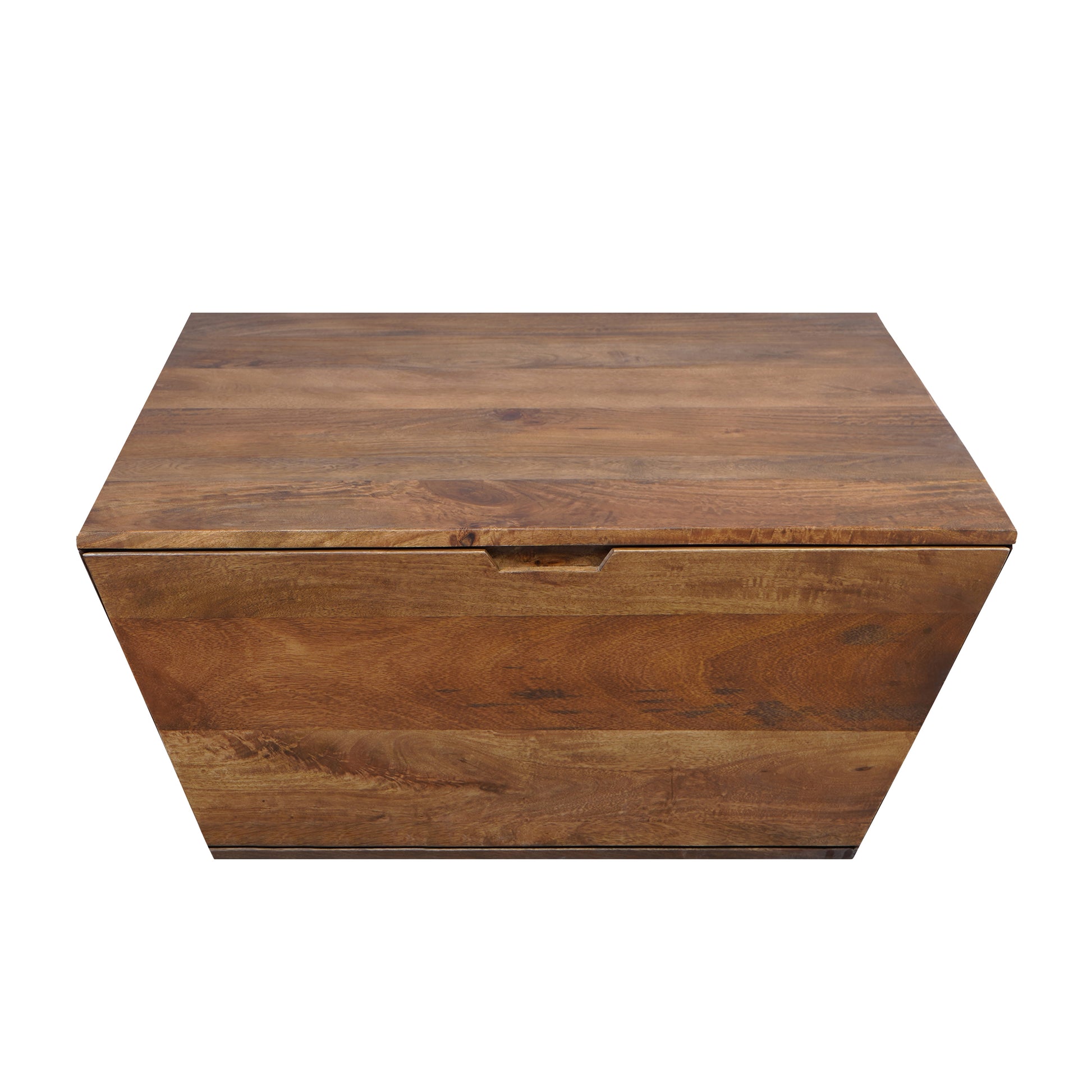 36 Inch Handcrafted Modern Farmhouse Coffee Table, Geometric Angled Square, 1 Drawer, Walnut Mango Wood Brown Metal & Wood