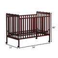 3 In 1 Convertible Crib In Espresso, Made Of Sustainable Pinewood, Non Toxic Finish, Comes With Locking Wheels, Wooden Nursery Furniture Espresso Wood