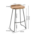 Tiva 30 Inch Handcrafted Backless Barstool, Natural Brown Mango Wood Saddle Seat, Black Metal Base Black Brown Metal & Wood