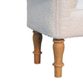White Boucle Bedroom Bench Cream Foam Wood Fabric