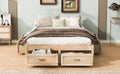 Full Size Platform Bed With 6 Storage Drawers,Antique Natural Antique Natural Mdf Lvl