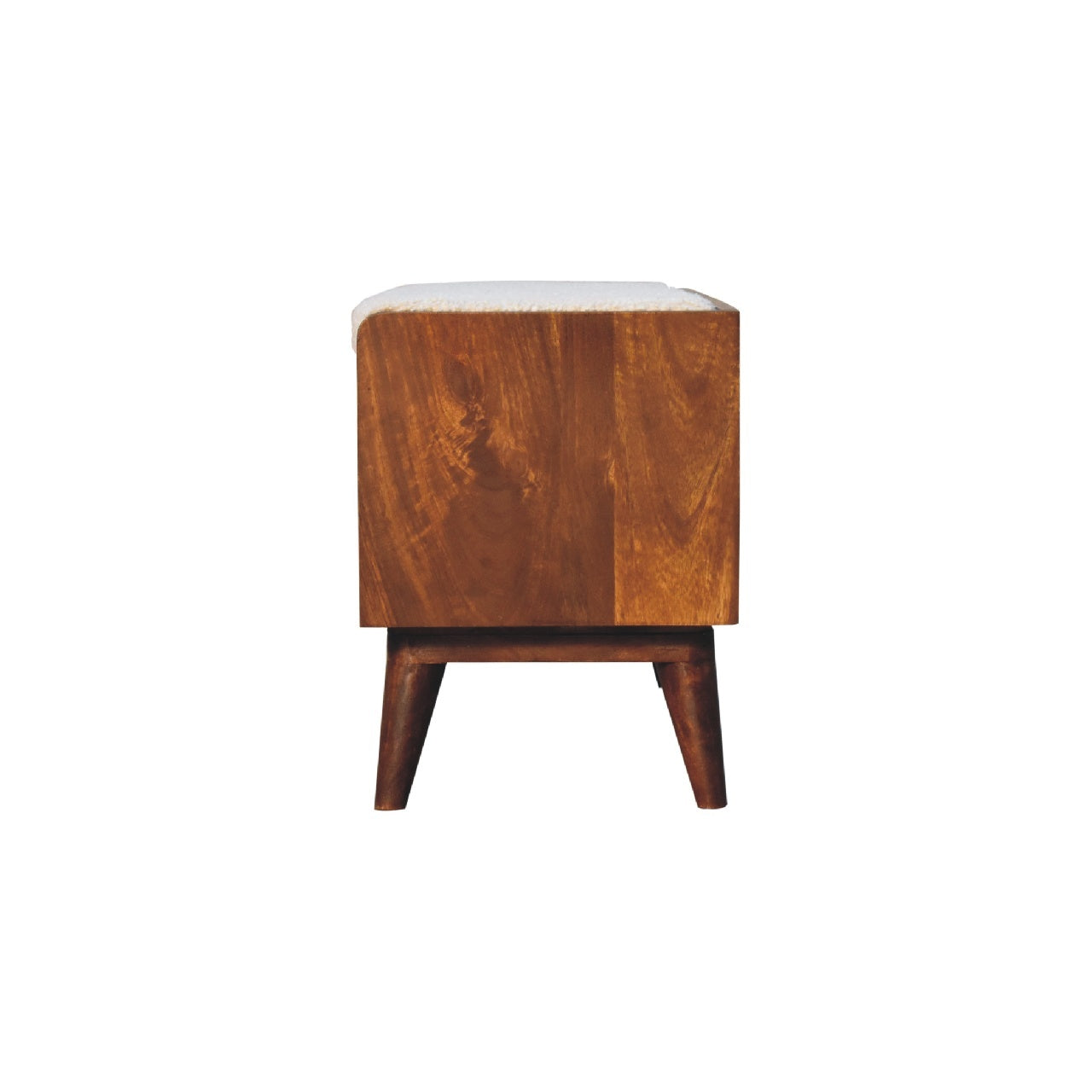 Boucle Nordic Storage Bench Chestnut Foam Wood Fabric