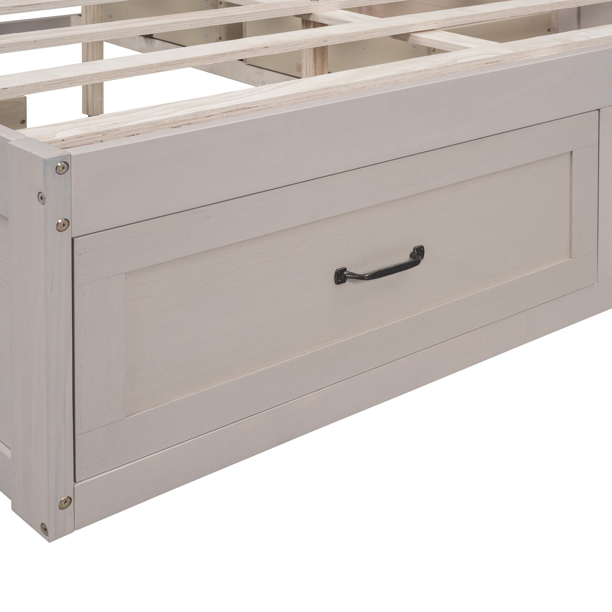 Full Size Platform Bed With 6 Storage Drawers,Antique White Antique White Mdf Lvl