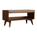 Mud Linen Nordic Storage Bench Chestnut Foam Wood Fabric