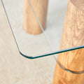 Modern Minimalist Double Layer Transparent Tempered Glass Coffee Table And Coffee Table, Paired With Wooden Mdf Decorative Columns. Computer Desk. Game Table. Ct X02 Transparent Glass