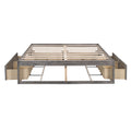 Queen Size Platform Bed With 6 Storage Drawers,Antique Gray Antique Gray Mdf Lvl