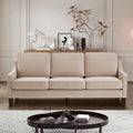 Modern 3 Person Seat Sofa Couch With Scooped Armrest Wood Legs,Upholstered Velvet 3 Seat Sofa With Removable Cushions For Livingroom Bedroom,Taupe Taupe Espresso Velvet Wood Primary Living Space Medium Soft Cushion Back American Design Rubberwood Square