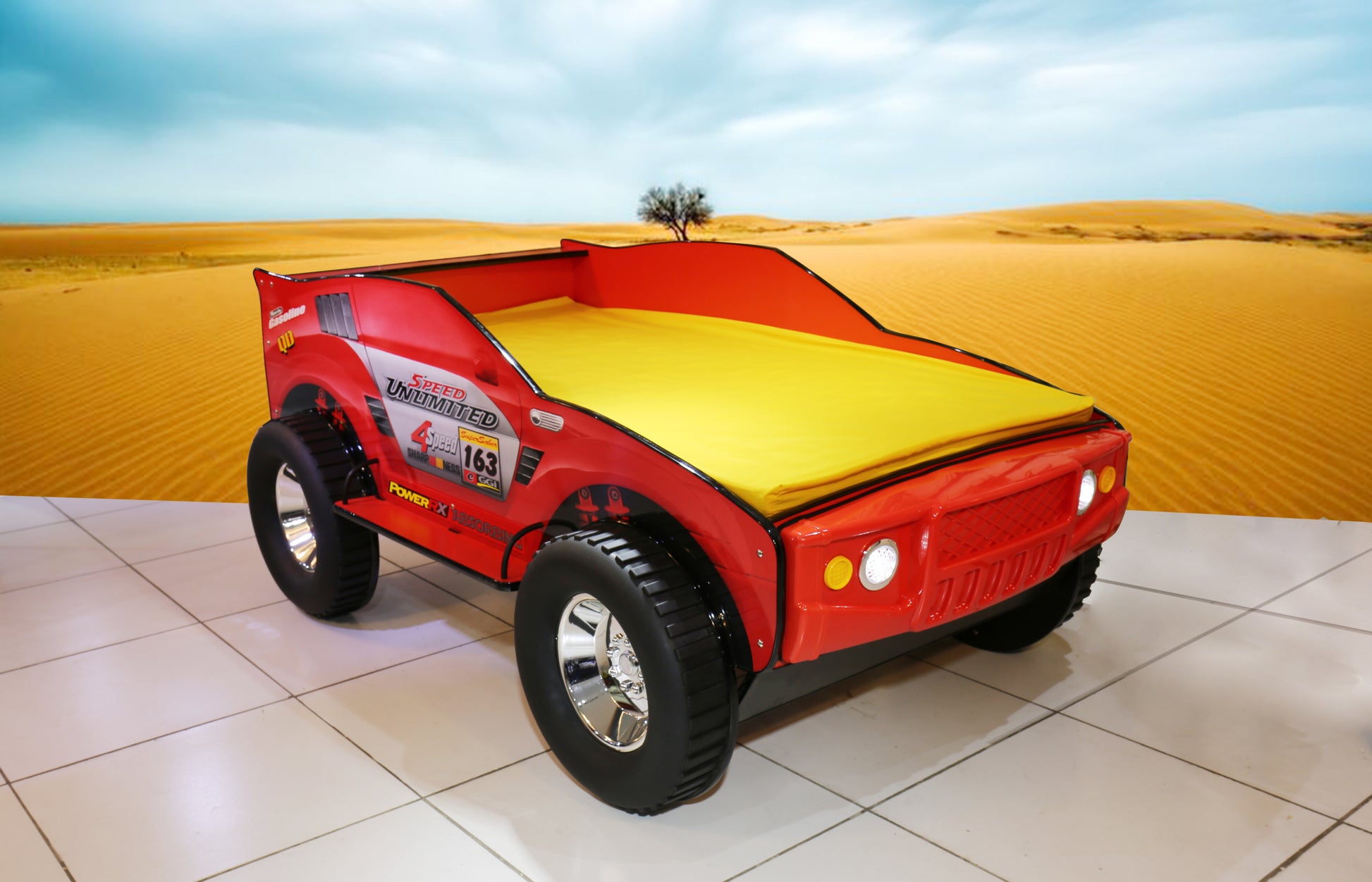 Unlimited Speed Jeep Bed Twin Red Mdf