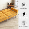 Orisfur. Linen Upholstered Modern Convertible Folding Futon Sofa Bed For Compact Living Space, Apartment, Dorm, Yellow Yellow Foam Linen