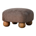 Mocha Faux Fur Nordic Footstool Mocha Foam Wood Fabric