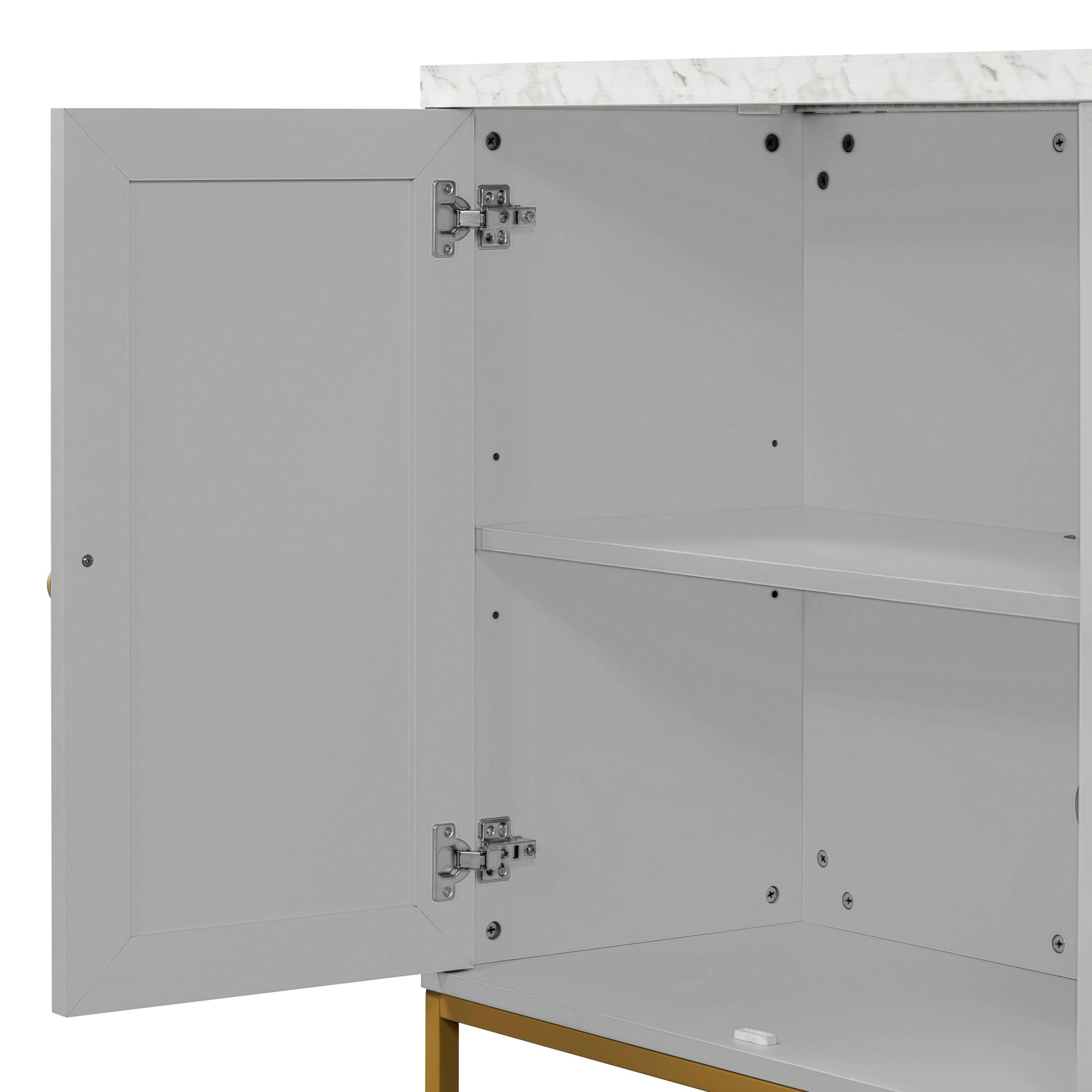 Modern Sideboard With Extra Large Storage Space With Metal Handles And Support Legs For Living Room And Dining Room Light Grey Light Gray Mdf