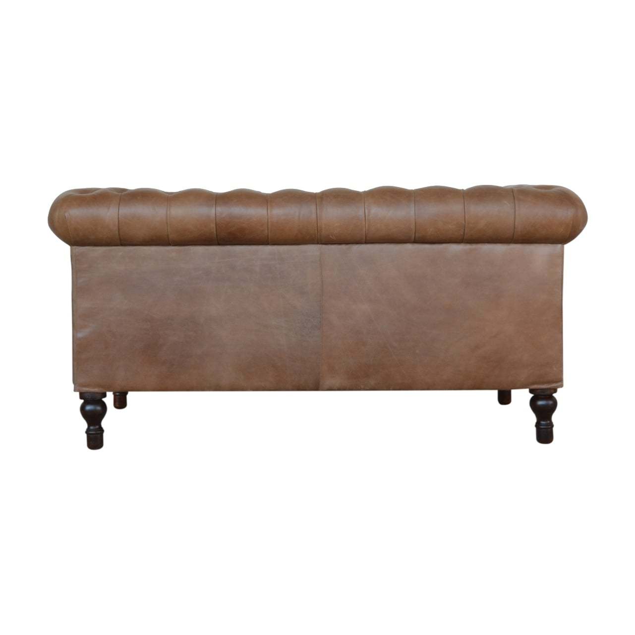 Buffalo Leather Chesterfield Walnut Genuine Leather Wood Fabric 3 Seat