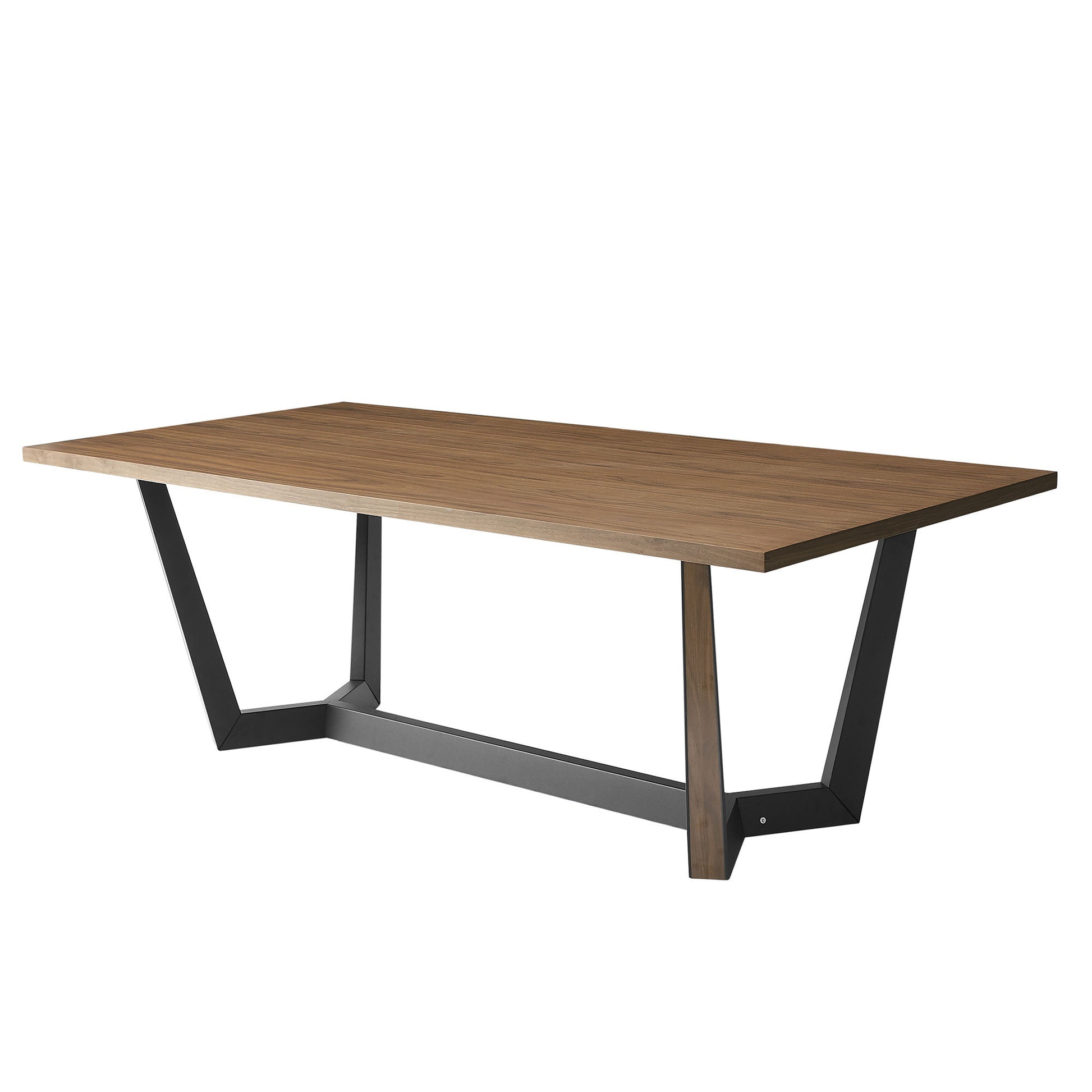 86.61" Dining Table Mid Century Modern Rectangle Mdf Kitchen Table For Dining Room Balcony Cafe Bar Conference.Walnut. Walnut Foam Mdf Steel