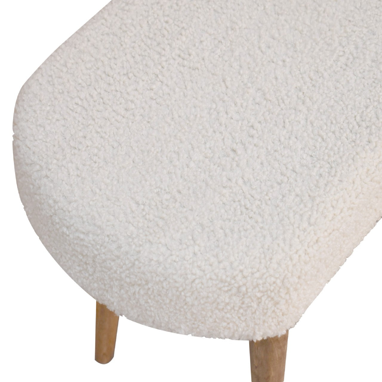 Cream Boucle Nordic Bench Oak Foam Wood Fabric