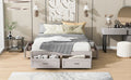 Queen Size Platform Bed With 6 Storage Drawers,Antique White Antique White Mdf Lvl