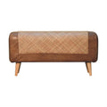 Large Seagrass Buffalo Hide Nordic Bench Oak Leather Solid Wood