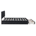 Full Size Upholstered Bed With Hydraulic Storage System And Drawer, Black Black Pu Leather
