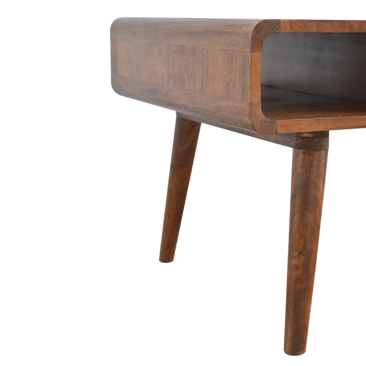 Solid Wood Curved Chestnut Coffee Table Chestnut Brown Primary Living Space Classic,Contemporary Freestanding Mango Shelves Coffee & End Tables Lacquered Rectangular Wood Solid Wood