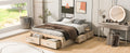 Queen Size Platform Bed With 6 Storage Drawers,Antique Natural Antique Natural Mdf Lvl