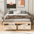 Queen Size Platform Bed With 6 Storage Drawers,Antique Natural Antique Natural Mdf Lvl