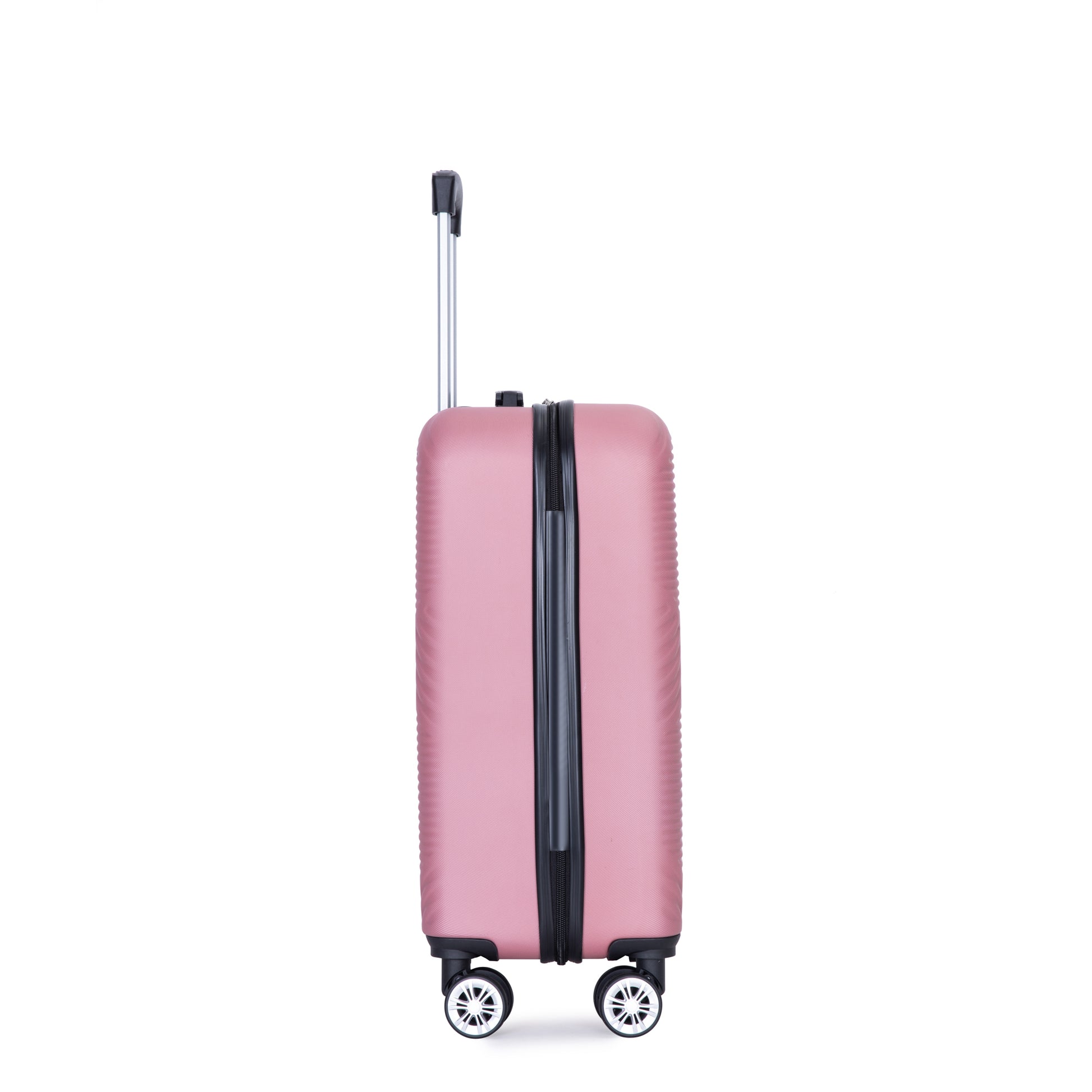 4 Piece Abs Lightweight Suitcase, 14 Inch Makeup Box, Aircraft Wheels 14 20 24 28 Pink Pink Abs