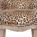 Leopard Print Studded Chair Brown Foam Wood Fabric