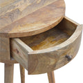 Nordic Circular Shaped Bedside Oak Solid Wood