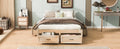 Full Size Platform Bed With 6 Storage Drawers,Antique Natural Antique Natural Mdf Lvl