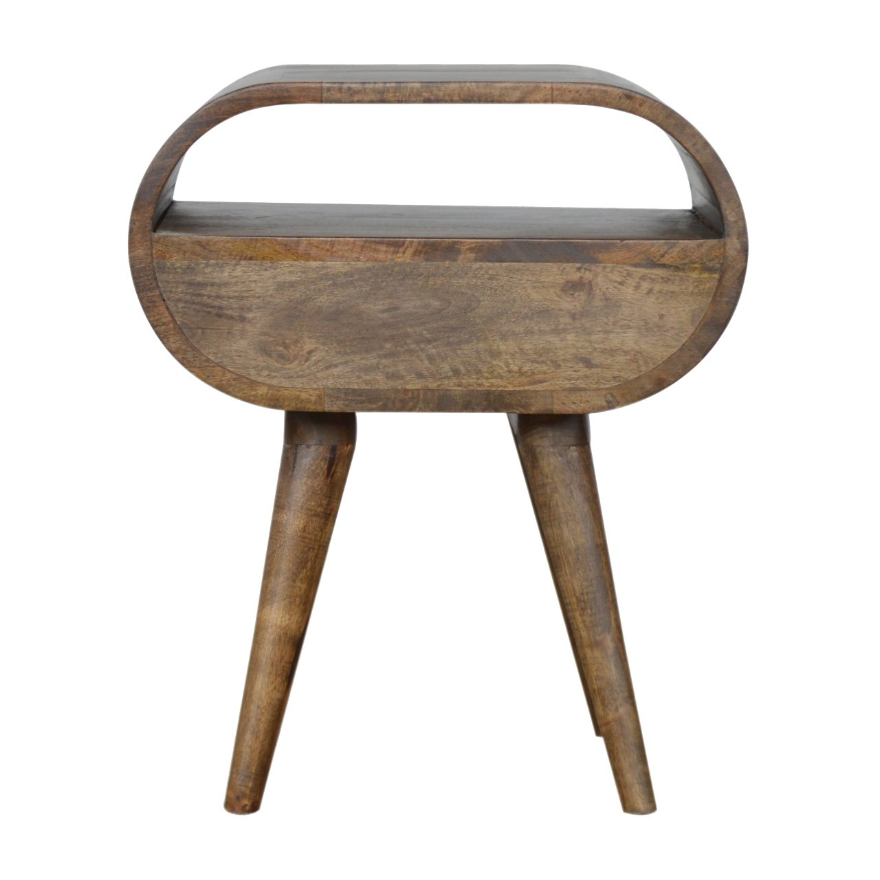 Grey Washed Circular Bedside Gray Wash Solid Wood