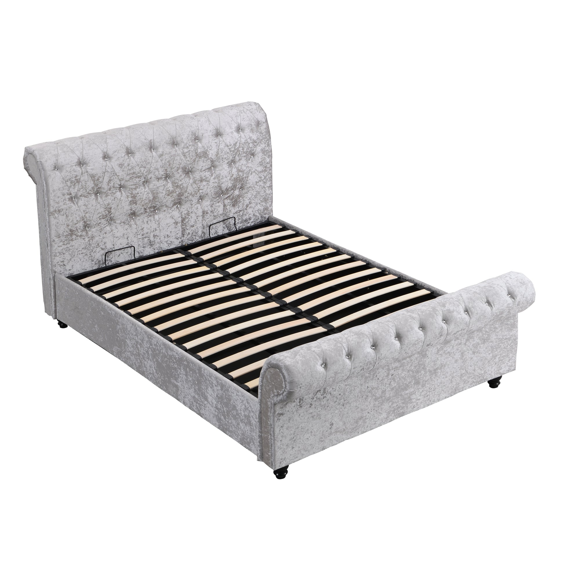 Hartfried Upholstered Storage Bed,Queen Size Queen Silver Solid Wood