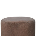 Mocha Faux Fur Round Ball Footstool Mocha Foam Wood Fabric