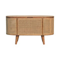 Larrisa Rounded Lid Up Blanket Box Oak Wood Rattan