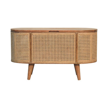 Larrisa Rounded Lid Up Blanket Box Oak Wood Rattan