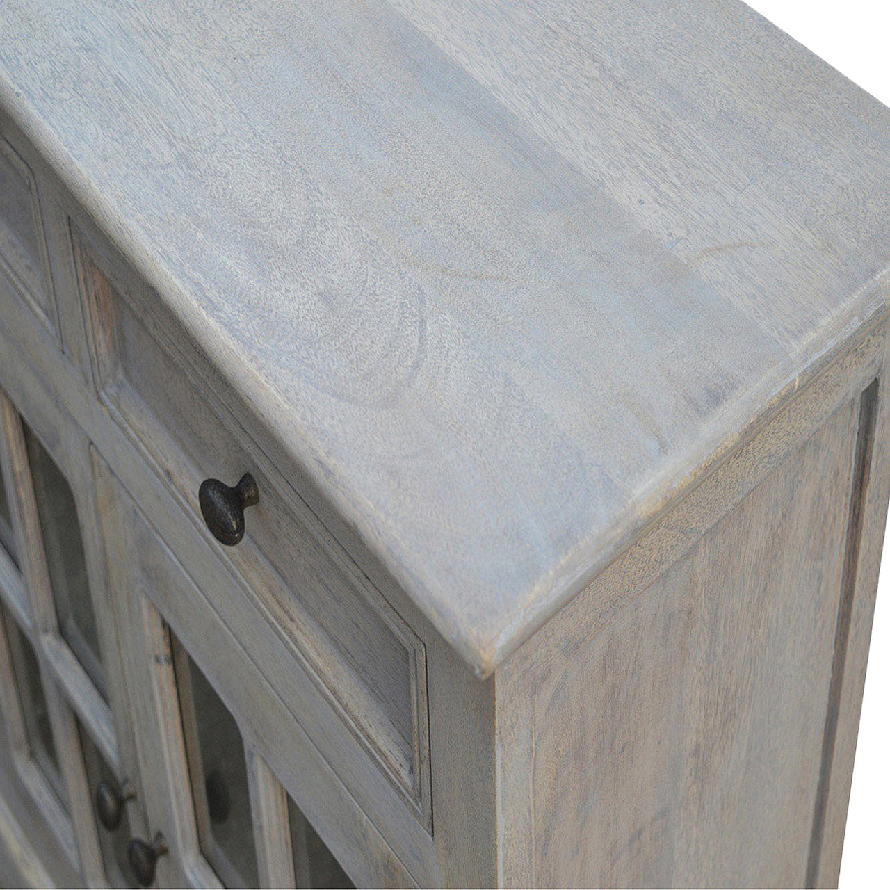 Stone Acid Wash Glazed Sideboard Stone Gray Solid Wood