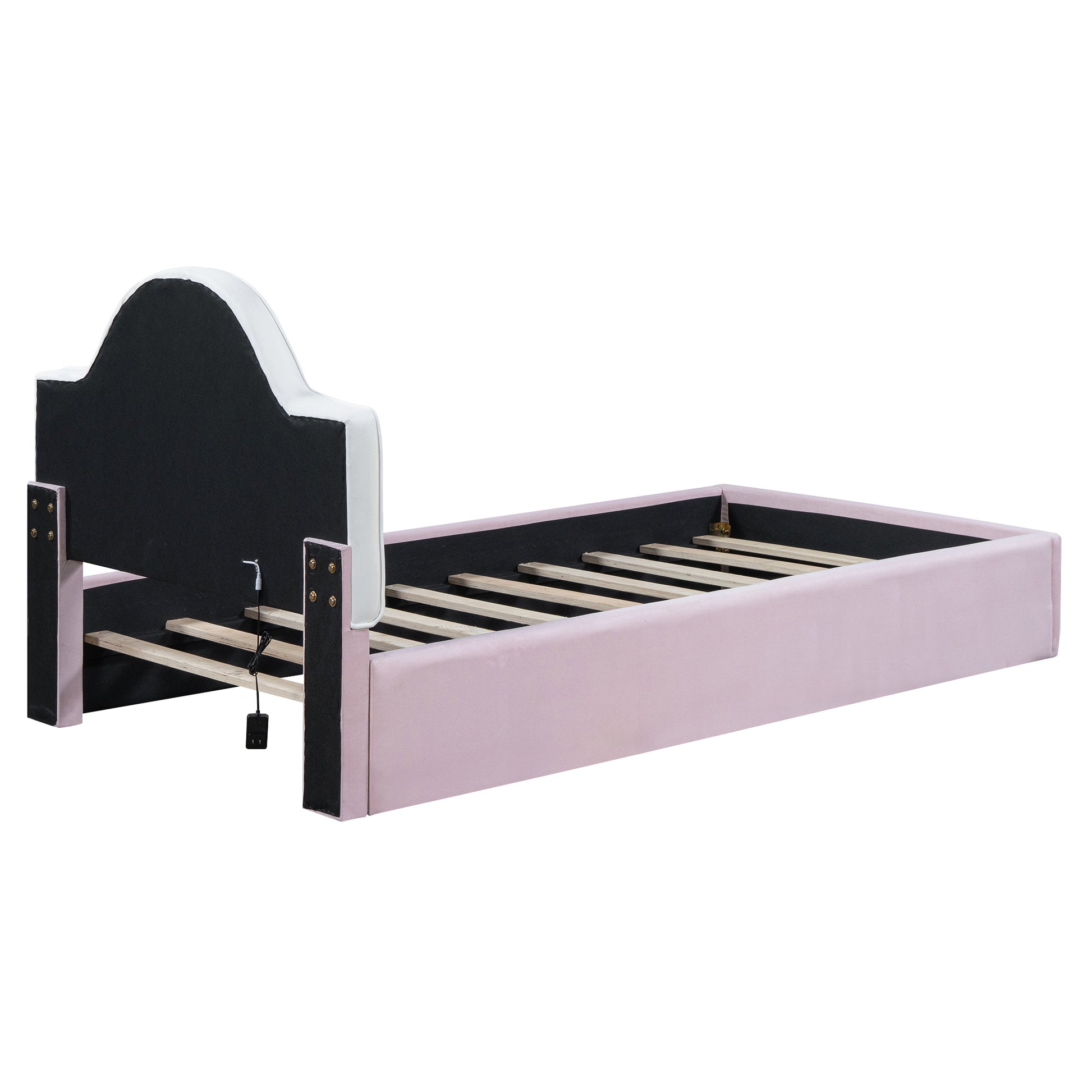 Twin Size Upholstered Platform Bed With Led Headboard, Pink Box Spring Not Required Twin Pink Wood Bedroom Upholstered