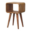 Mini Curved Open Bedside Brown Oak Light Brown With Legs Classic,Contemporary Mango Solid Wood Oak Wood Solid Wood