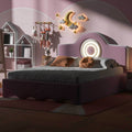 Full Size Upholstered Platform Bed With Led Headboard, Pink Box Spring Not Required Full Pink Wood Bedroom Upholstered