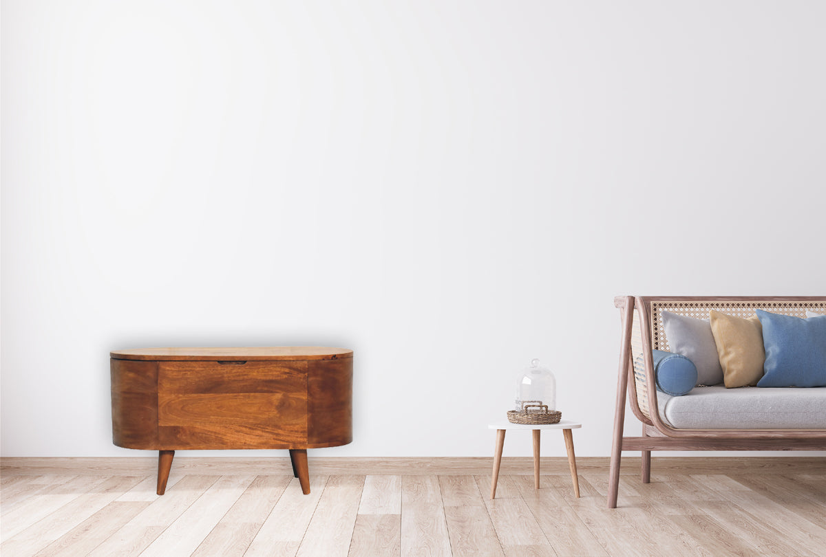 Chestnut Rounded Lid Up Blanket Box Chestnut Solid Wood