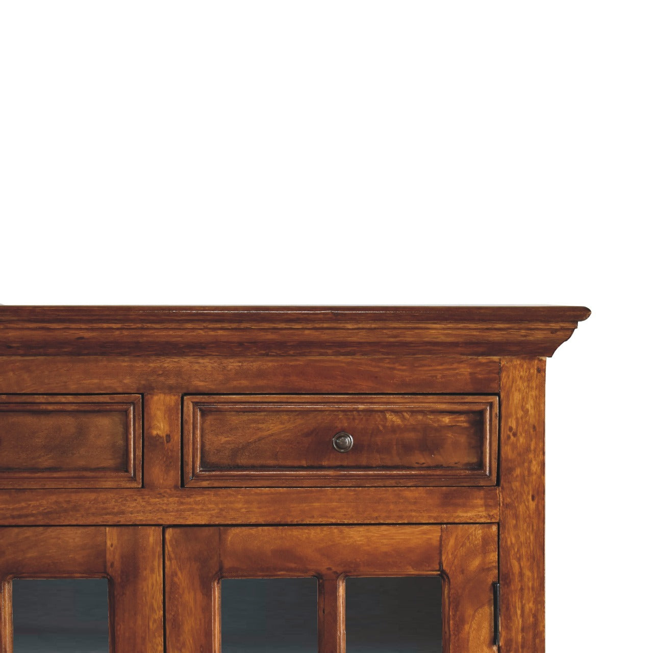 Large Glazed Sideboard Chestnut Solid Wood