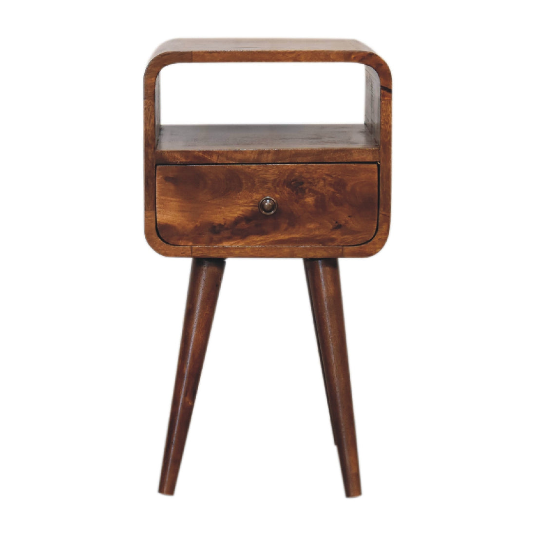 Mini Chestnut Curve Open Bedside Chestnut Solid Wood