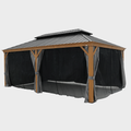 12X20Ft Galvanized Steel Gazebos With Netting & Curtains Black Brown Grey Rectangular Garden & Outdoor Uv Resistant Gazebos Anchored Aluminium Alloy