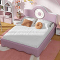 Full Size Upholstered Platform Bed With Led Headboard, Pink Box Spring Not Required Full Pink Wood Bedroom Upholstered
