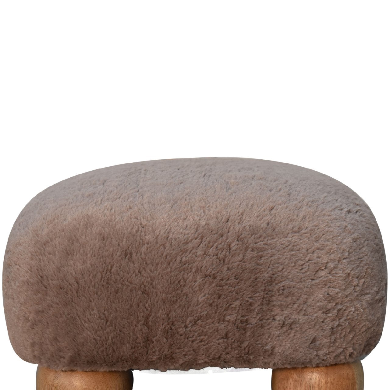 Mocha Faux Fur Nordic Footstool Mocha Foam Wood Fabric