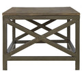 Industrial Cross Metal Coffee Table Pewter Wood Metal