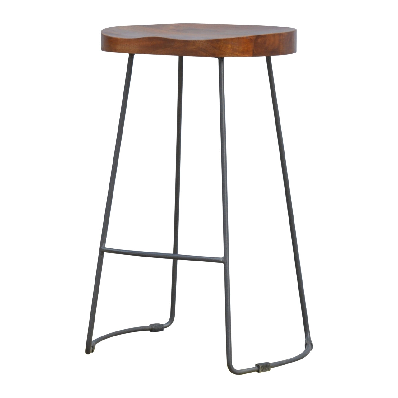 Industrial Chunky Bar Stool Chestnut Wood Metal